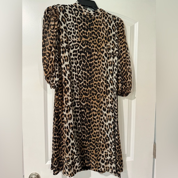 GANNI Georgette short sleeve leopard tunic /dress - Picture 2 of 8